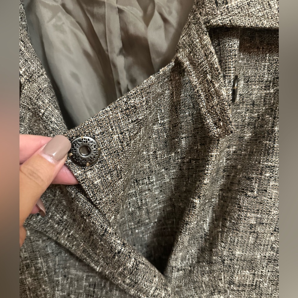 Women’s DONCASTER Silk Blend Brown Gray Patterned Button Jacket. Size 10. - Picture 3 of 7